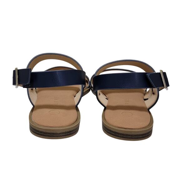 Journee Collection Women Lavine Slingback Sandals Size US 8M Navy Blue - Picture 3 of 5